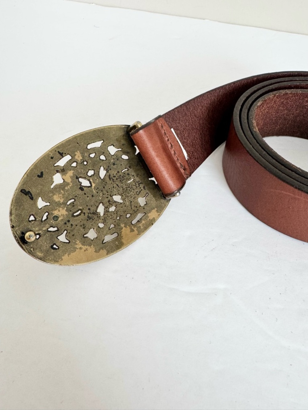 Genuine Brown Leather Eddie Bauer Women’s Belt w/ Oval Buckle- Large - Picture 7 of 13
